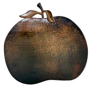 Apple Plate Brass Hammered 12" tall Vintage India